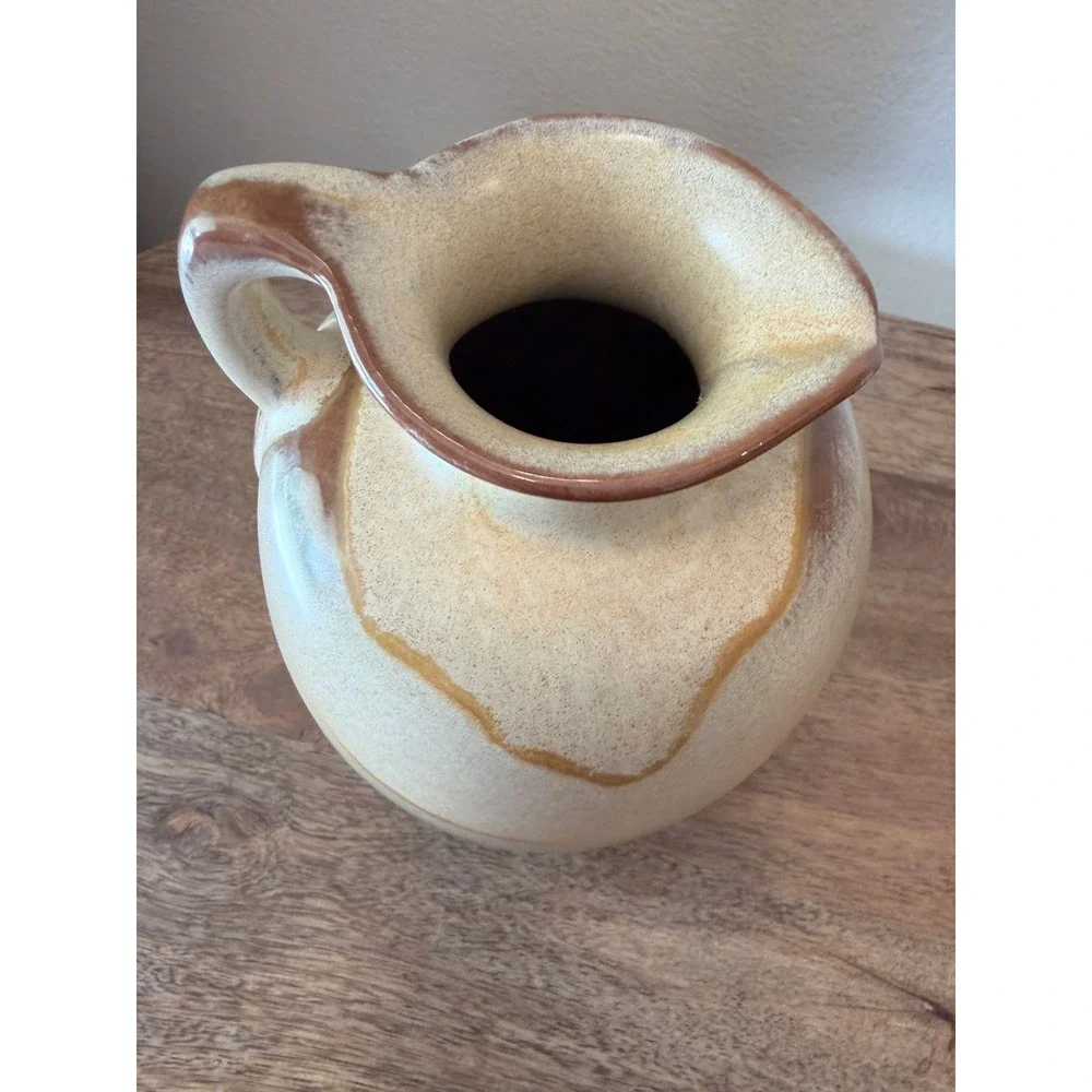 Vintage Frankoma Pottery Stoneware Pitcher Earth Tone Glaze Studio USA MCM